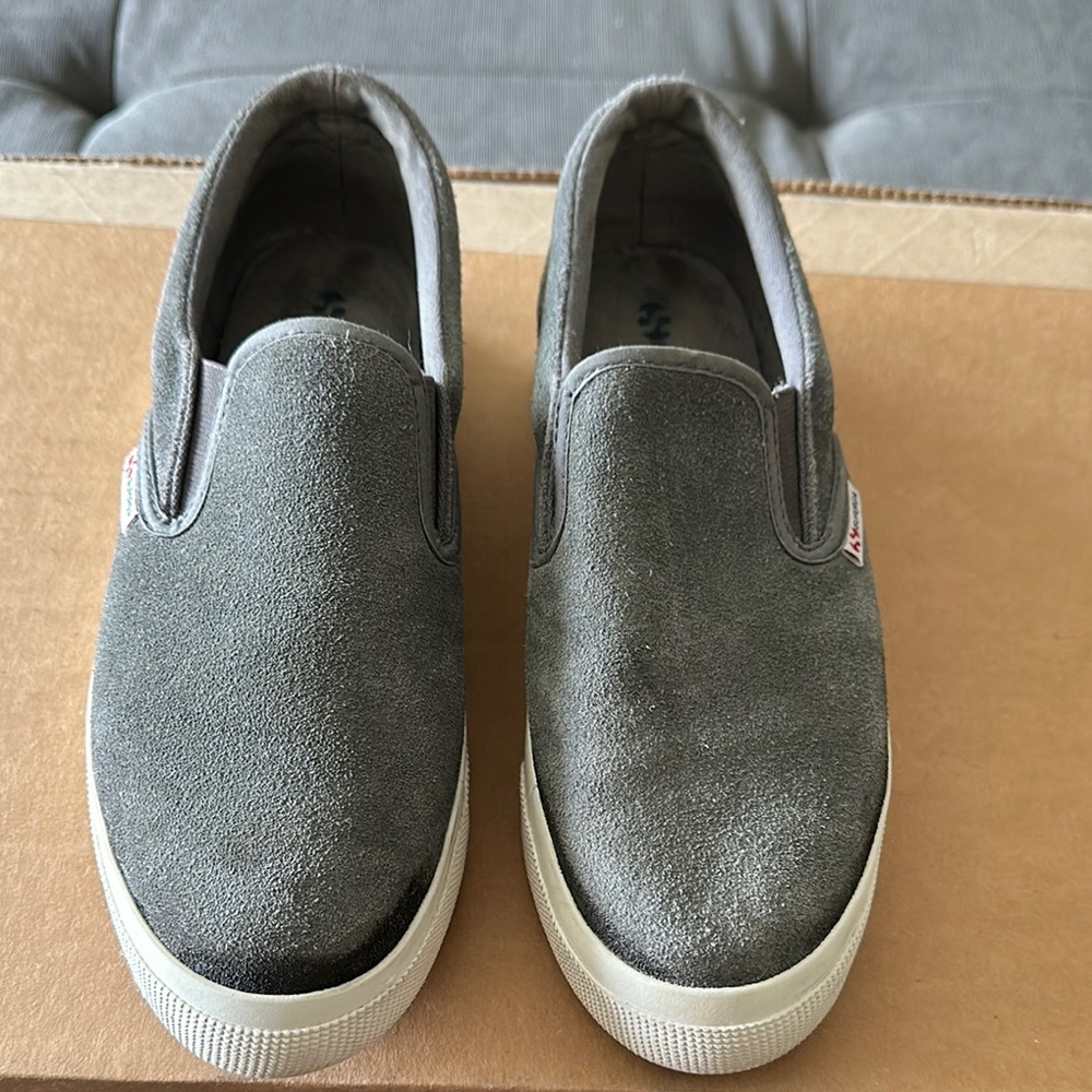 Superga Gray Suede Slip-On Shoes